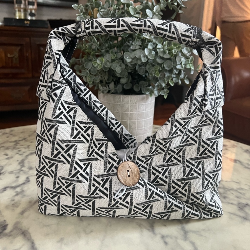 Mini Origami Boho shoulder purse handbag pocketbook light Black White Pattern